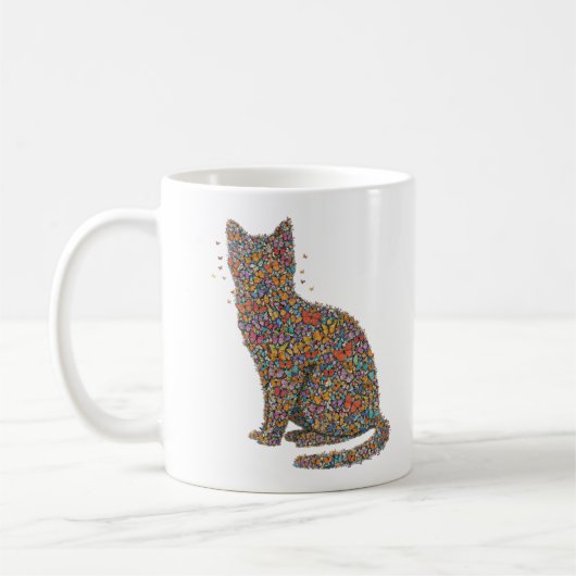 Colorful Butterfly Cat Lover Silhouette Art Whimsy Koffiemok (Links)