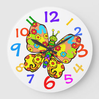 Colorful Butterfly Childs Room Wall Clock Grote Klok