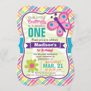 Colorful Butterfly & Flower, Pset Birthday Party Kaart