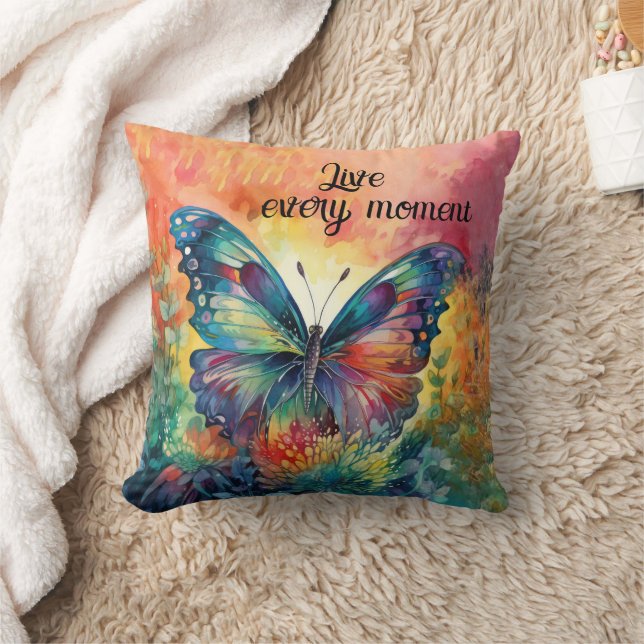 Colorful Butterfly Flowers Inspirerend Live Kussen (Deken)