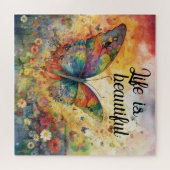 Colorful Butterfly Flowers Inspirerend Quote Legpuzzel (Horizontaal)