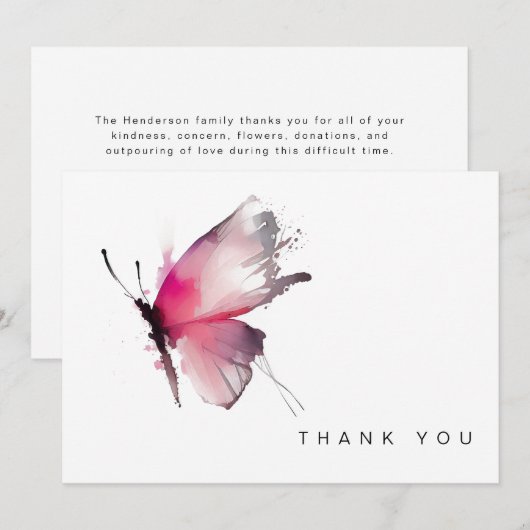 Colorful Butterfly Funeral Bedankt (Voorkant / Achterkant)
