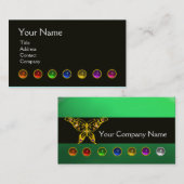 COLORFUL BUTTERFLY GEM STONES BLACK WHITE GREEN VISITEKAARTJE (Voorkant / Achterkant)