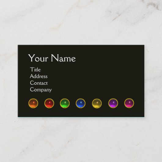 COLORFUL BUTTERFLY GEM STONES BLACK WHITE YELLOW VISITEKAARTJE (Voorkant)