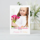 Colorful Butterfly Happy Birthday Quote Script Kaart (Staand voorkant)