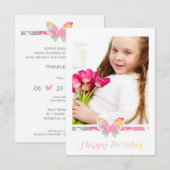 Colorful Butterfly Happy Birthday Quote Script Kaart (Voorkant / Achterkant)