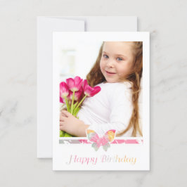 Colorful Butterfly Happy Birthday Quote Script Kaart
