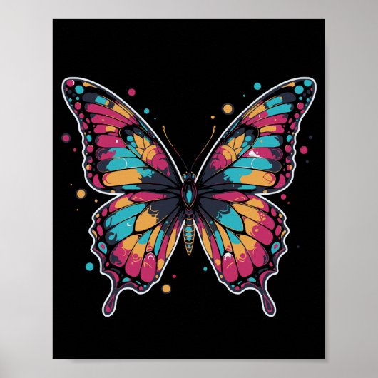 Colorful Butterfly Illustration Poster (Voorkant)
