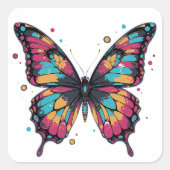 Colorful Butterfly Illustration Vierkante Sticker (Voorkant)