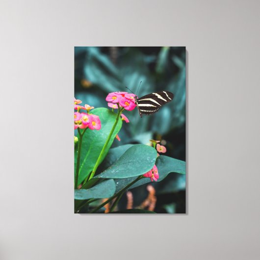 colorful butterfly in the garden canvas afdruk (Voorkant)
