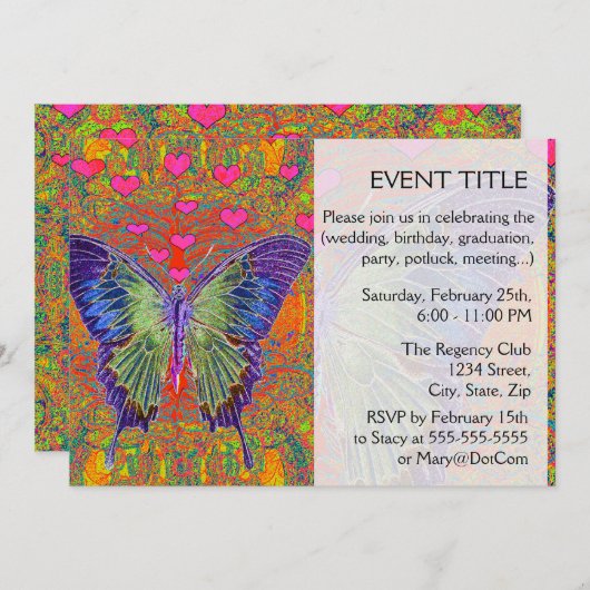 Colorful Butterfly Kaart (Voorkant / Achterkant)