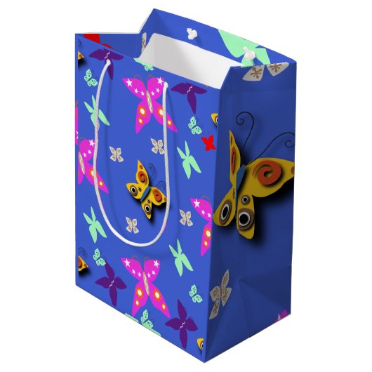 Colorful Butterfly Medium Cadeauzakje (Achterkant Gekanteld)