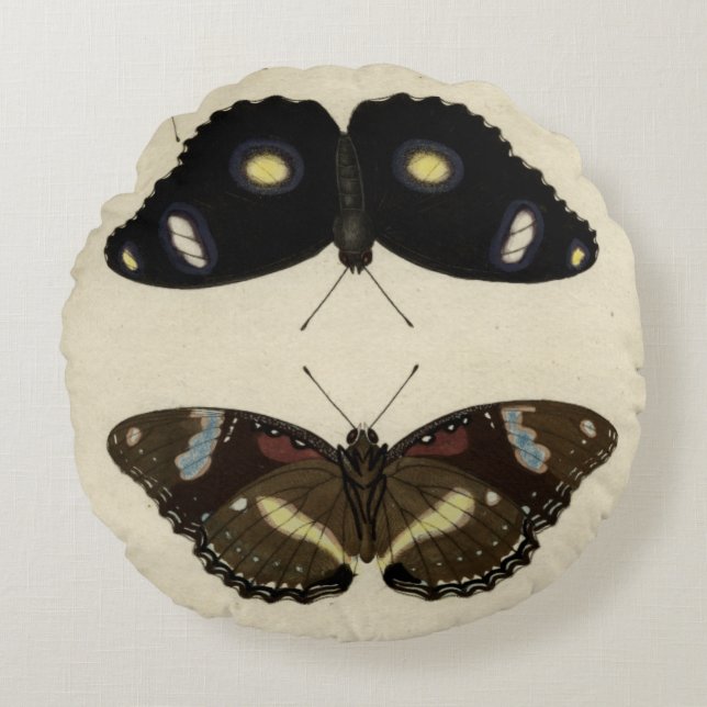 Colorful Butterfly Medley on Cream Background Rond Kussen (Voorkant)