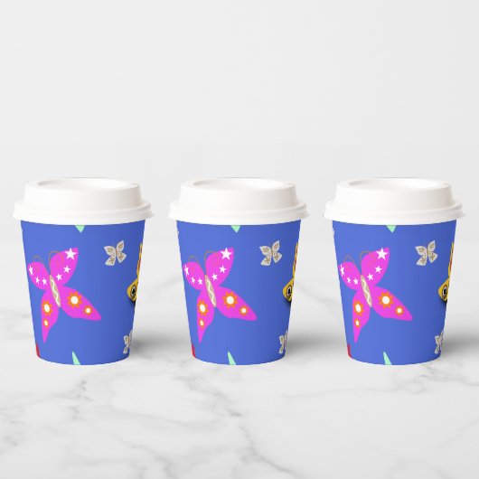 Colorful Butterfly Papieren Bekers (Multi)