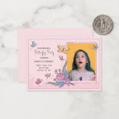 Colorful butterfly party verjaardagsuitnodiging notitiekaartje (Voorkant / Achterkant in situ)