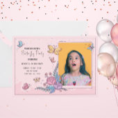 Colorful butterfly party verjaardagsuitnodiging notitiekaartje