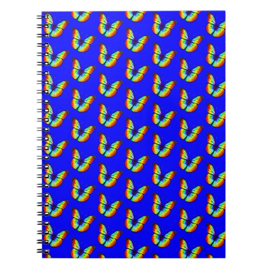 Colorful Butterfly Patroon | Digitaal blauw Notitieboek (Voorkant)