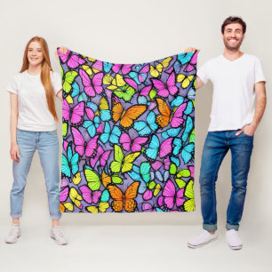 Colorful Butterfly Patroon Fleece Deken