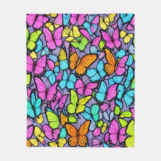 Colorful Butterfly Patroon Fleece Deken (Voorkant)
