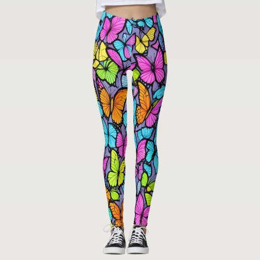 Colorful Butterfly Patroon Leggings (Voorkant)