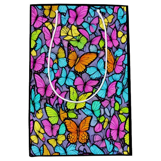 Colorful Butterfly Patroon Medium Cadeauzakje (Voorkant)