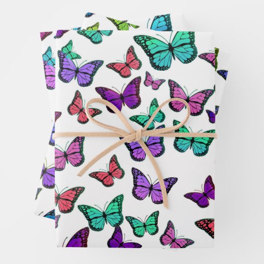 Colorful Butterfly Pattern All Occasion Inpakpapier Vel (In situ)