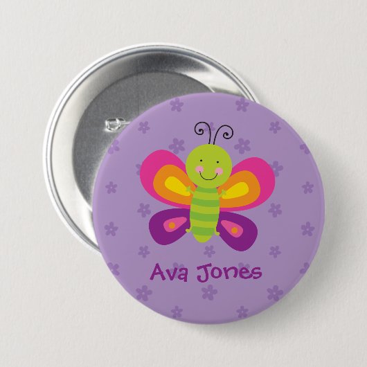 Colorful Butterfly Personalized Pin Button (Voorkant /achterkant)