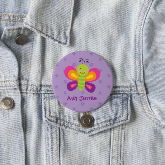 Colorful Butterfly Personalized Pin Button (In situ)
