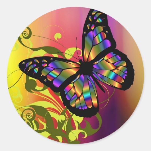Colorful Butterfly Ronde Sticker (Voorkant)
