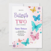 Colorful butterfly-themed birthday invitation kaart (Voorkant)