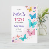 Colorful butterfly-themed birthday invitation kaart (Staand voorkant)