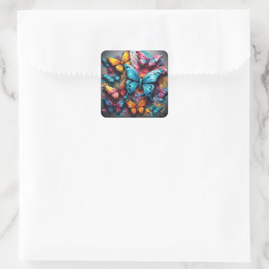 Colorful Butterfly  Vierkante Sticker (Tas)