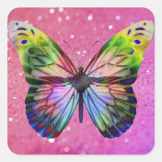 Colorful Butterfly Vierkante Sticker (Voorkant)