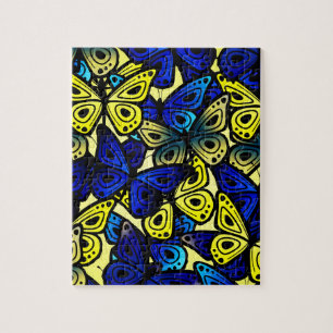 Colorful Butterfly Wing Yellow Blue Pattern Legpuzzel