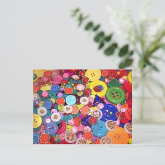 Colorful Button Collage Briefkaart (Staand voorkant)