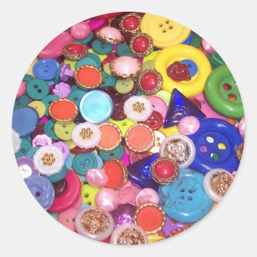 Colorful Button Collage Ronde Sticker (Voorkant)