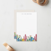 Colorful Cacti Bloom | BRIEFPAPIER Notitiekaartje (Voorkant / Achterkant in situ)