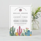 Colorful Cacti | Woestijnthema bruiloft Kaart (Staand voorkant)