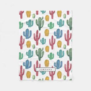 Colorful Cacti   Woestijnthema Gepersonaliseerd Fleece Deken