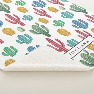 Colorful Cacti   Woestijnthema Gepersonaliseerd Sherpa Deken