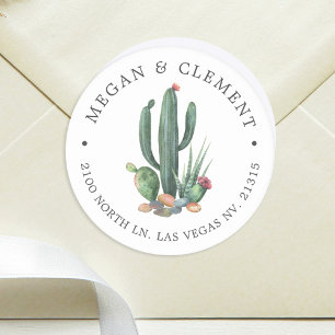 Colorful Cacti Woestijnthema Retouradres Ronde Sticker