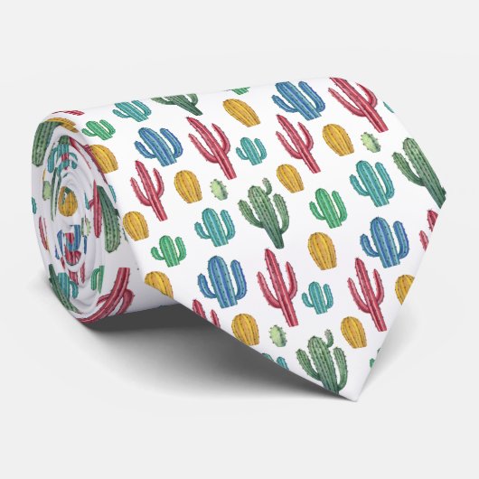 Colorful Cacti | Woestijnthema Stropdas (Opgerold)