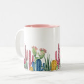 Colorful Cacti | Woestijnthema Tweekleurige Koffiemok (Voorkant links)