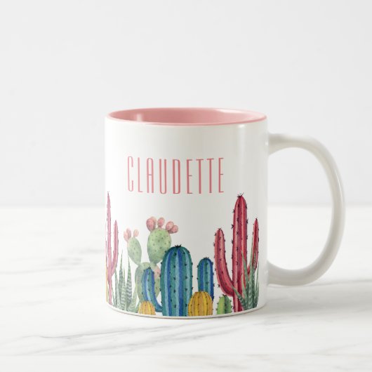 Colorful Cacti | Woestijnthema Tweekleurige Koffiemok (Rechts)