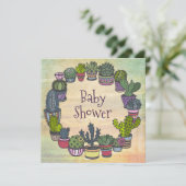Colorful Cactus Baby shower Kaart (Staand voorkant)