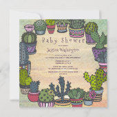 Colorful Cactus Baby shower Kaart (Achterkant)