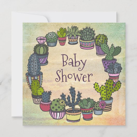 Colorful Cactus Baby shower Kaart (Voorkant)