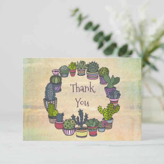 Colorful Cactus Bedankt (Staand voorkant)