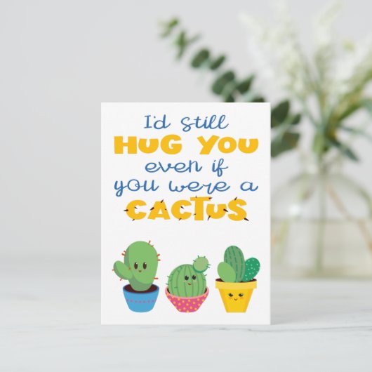 Colorful Cactus bekent moderne leuke Valentijn Briefkaart (Staand voorkant)