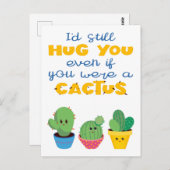 Colorful Cactus bekent moderne leuke Valentijn Briefkaart (Voorkant / Achterkant)